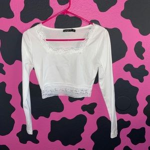 White lace crop top